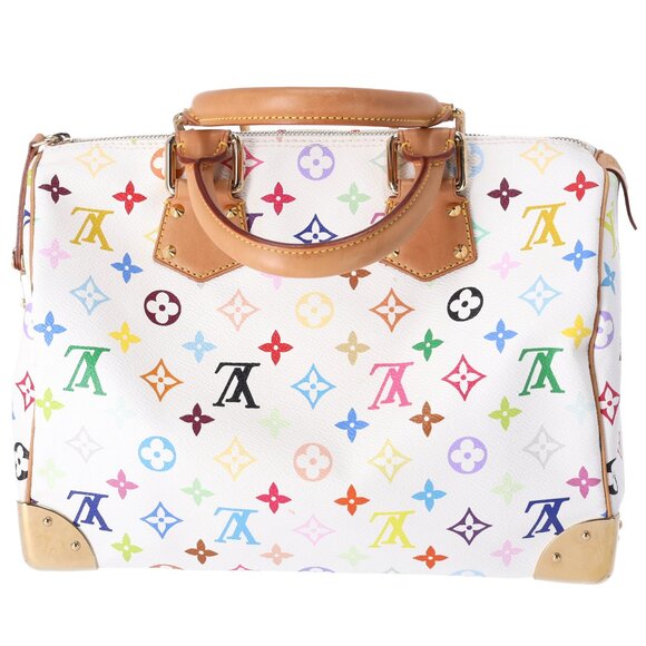 Louis Vuitton x Murakami Speedy 30 Satchel Multicolor Monogram M92643 White - Picture 3 of 9